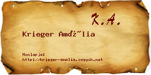 Krieger Amália névjegykártya